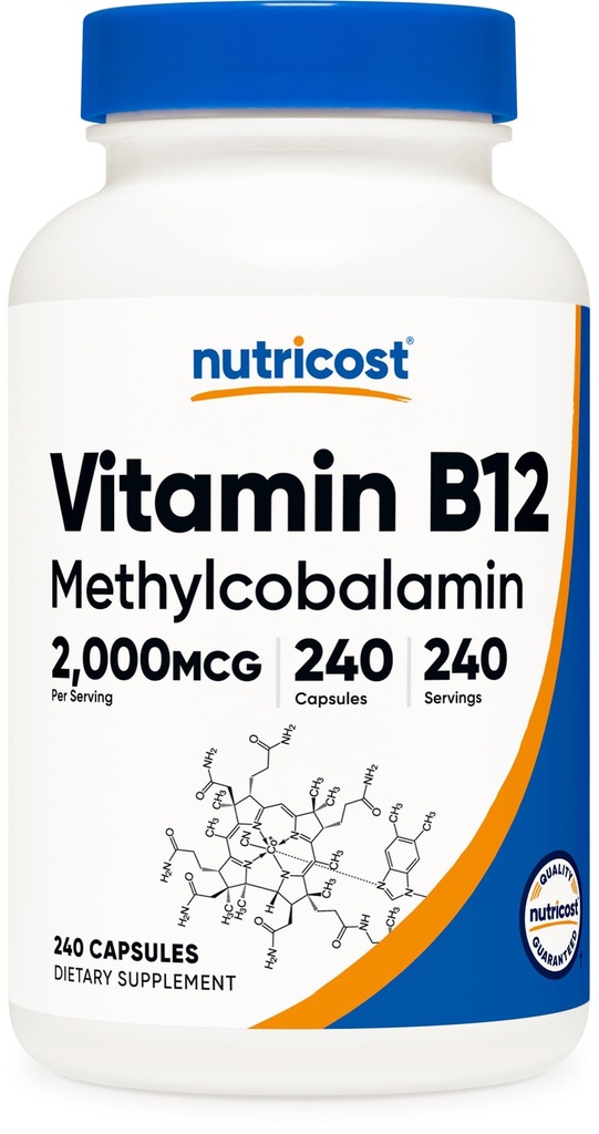Nutricost Vitamina B12 (metilcobalamina) 2000mcg, 240 Capsule - Capsula Vegetariana, Non OGM, Gluten Free B12 Supplemento