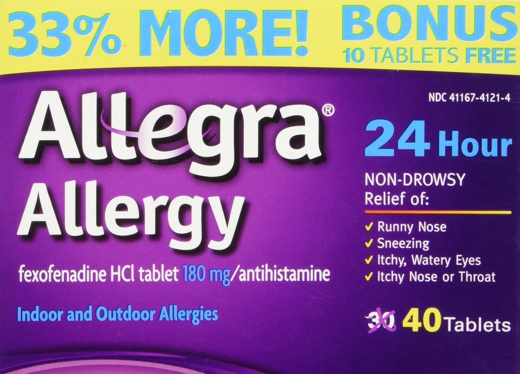 Allegra Allergy 40 compresse (Bonus Pack - 33% Più) 24 ore di protezione - Non Drowsy