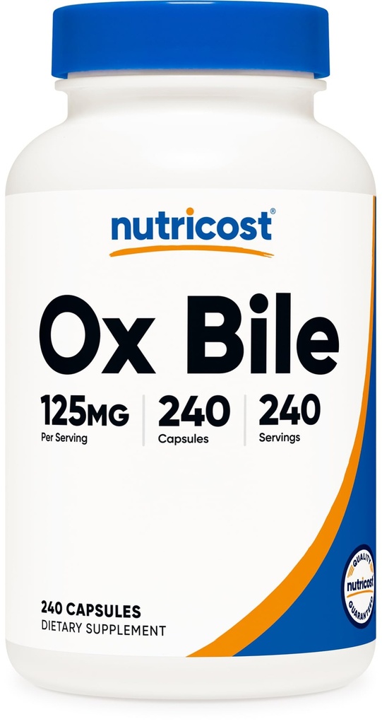 Nutricost Ox Bile Capsule 125mg, 240 Capsule - Non OGM