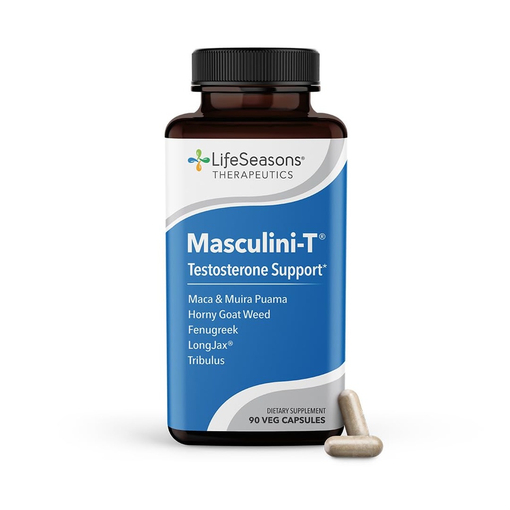LifeSeasons Masculini-T - Supplemento di supporto del testosterone - Migliora gli aspetti mentali e fisici delle prestazioni sessuali e atletiche - Supporta la funzione erettile normale - Migliora Libido - 90 capsule