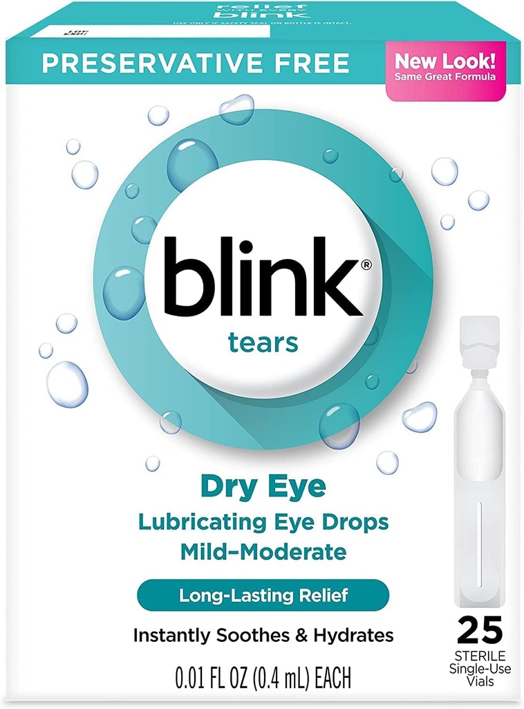 Blink Lacrime Lubrificante Occhio Gocce Occhio delicato-Moderato, 25 Conte - 0.01 oz (4 Confezione)