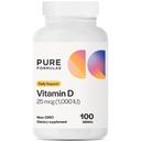 PureFormulas Vitamina D3 1.000 IU 25 mcg - Supplemento di vitamina D Premium per la formazione sana di ossa, denti, salute cardiovascolare, e supporto immunitario Non OGM - 100 conteggi Tablet