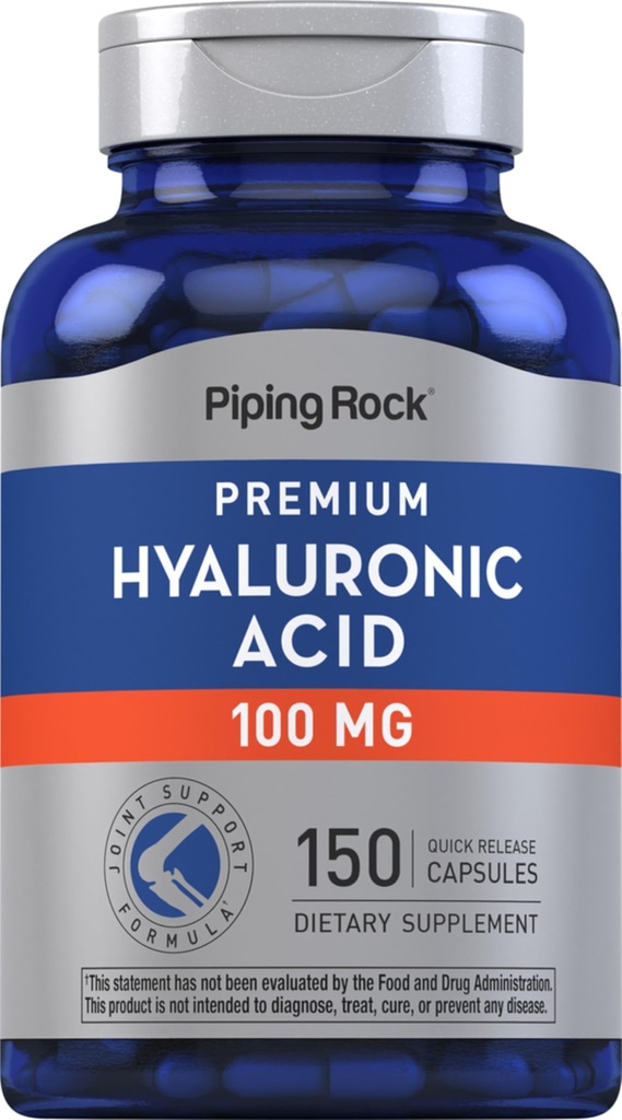 Piping Rock Hyaluronic Acid Supplemento | 100 mg | 150 capsule | come Sodium Hyaluronate | Non-GMO, Gluten Free