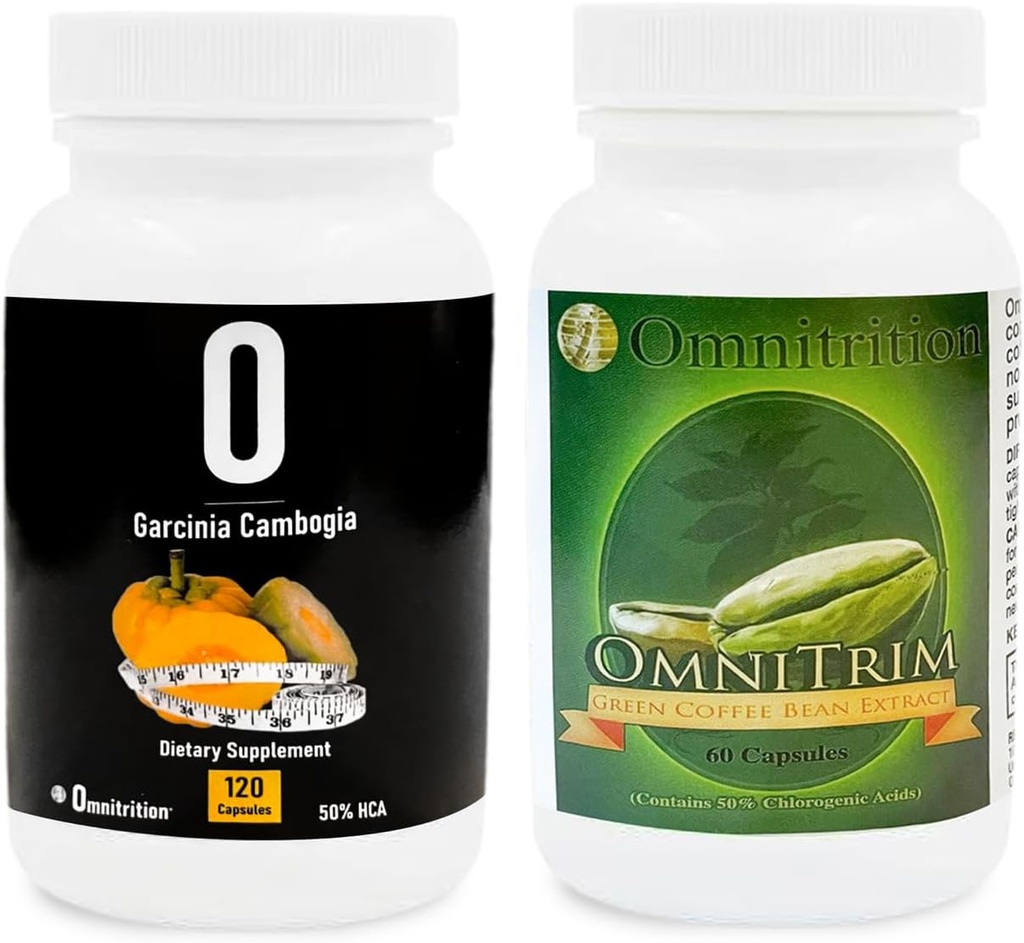 Omnitrition Supplements Kit: Estratto di caffè verde (60 capsule) e Garcinia Cambogia (120 capsule vegetali) | Antiossidante-Rich per Vitality | Formula pura, senza additivi