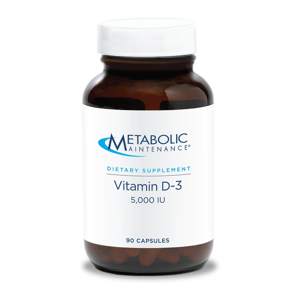 Vitamina di mantenimento metabolica D3 5000 IU - Supplemento di supporto cardiovascolare, senza filler (90 capsule di softgel)