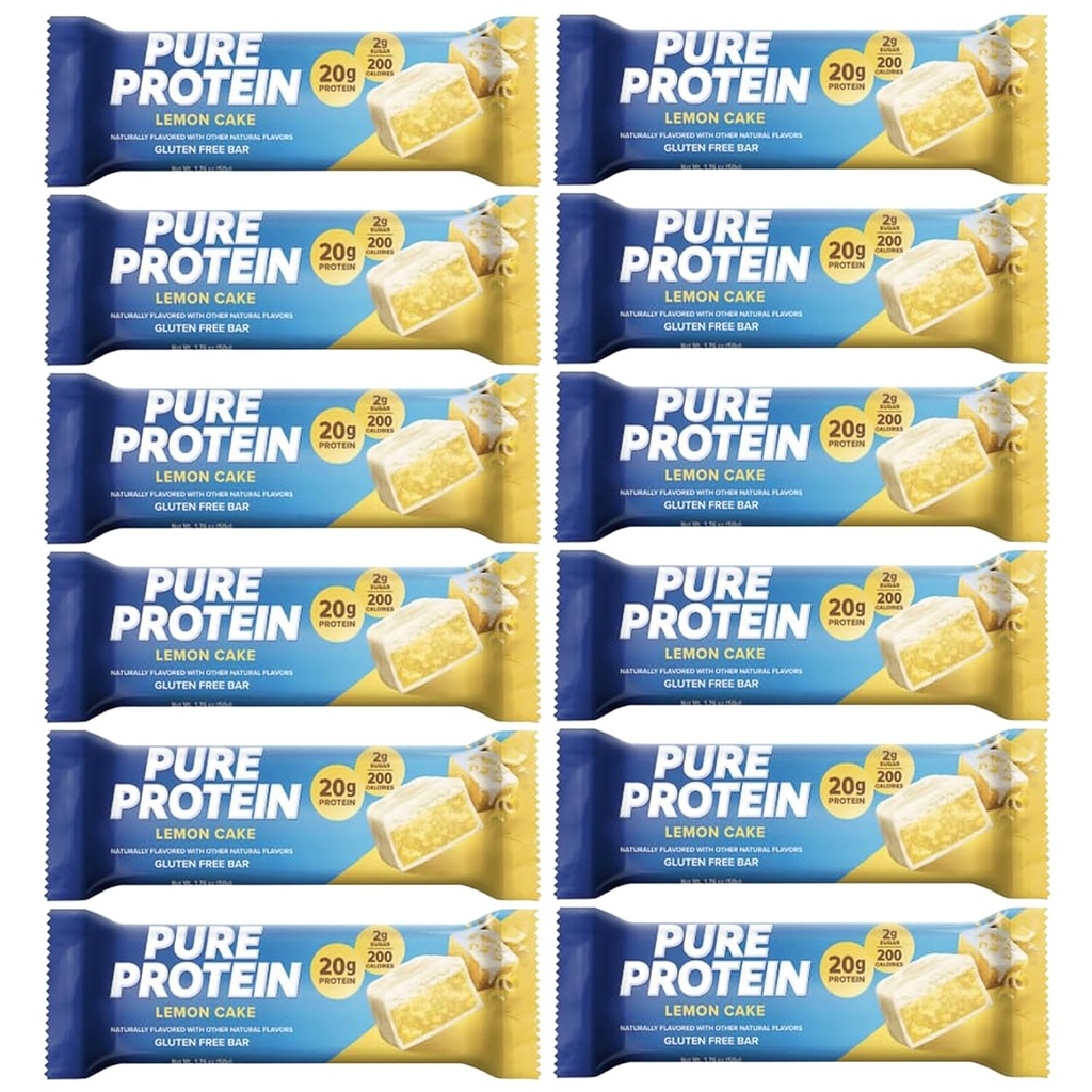 Pure Protein Bars, High Protein, Snack Nutritious per sostenere l'energia, Basso zucchero, 1.75 oz 12 Conte Torta di limone