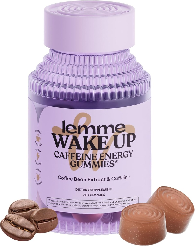 Lemme Wake Up Caffeine Energy Gummies, 80mg di Caffeina Per Serving, Estratto di chicco di caffè, Cappuccino Flavor, Vegetariano & Gluten Free, 1 mese di fornitura (60 ct)