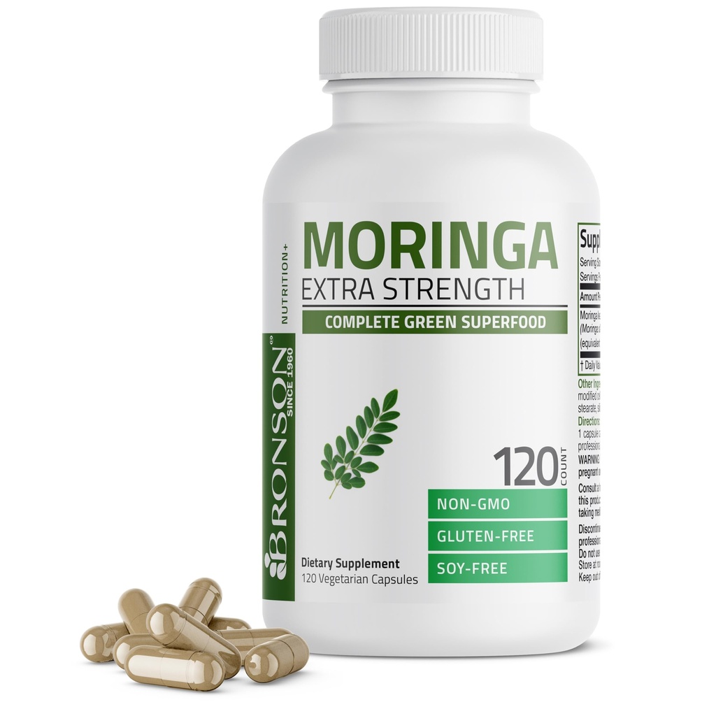 Bronson Moringa Extra Forza Capsule Moringa Oleifera Polvere, 120 Conte