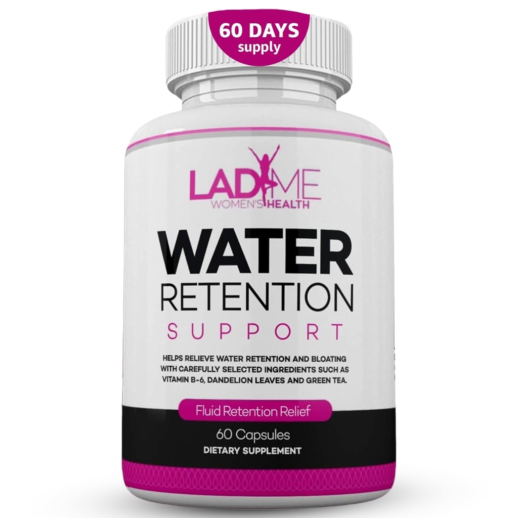 Pillole di ritenzione idrica per le donne Bloating Relief con vitamina B6, Dandelion & Green Tea Natural Diuretic per la drenaggio dell'acqua, Bloating & Swelling Detox Capsules - 60 Caps (2 Mesi di alimentazione) - da LadyMe