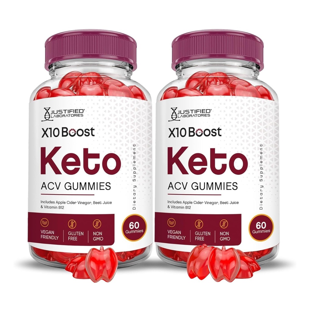 Laboratori giustificati (2 Pack X10 Boots Keto ACV Apple Cider Boost formulato con Pomegranate Beet Juice Powder B12 Vegan Non GMO 120 Gummies