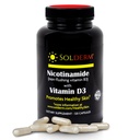 Nicotinamide Non-Flushing Vitamina B3 e D3 Supplemento | Vegetariano e Gluten-Free Nicotinamide Orale Integratore con Involucri di cellulosa vegetale | Promuove la pelle sana | 60 capsule | 500mg