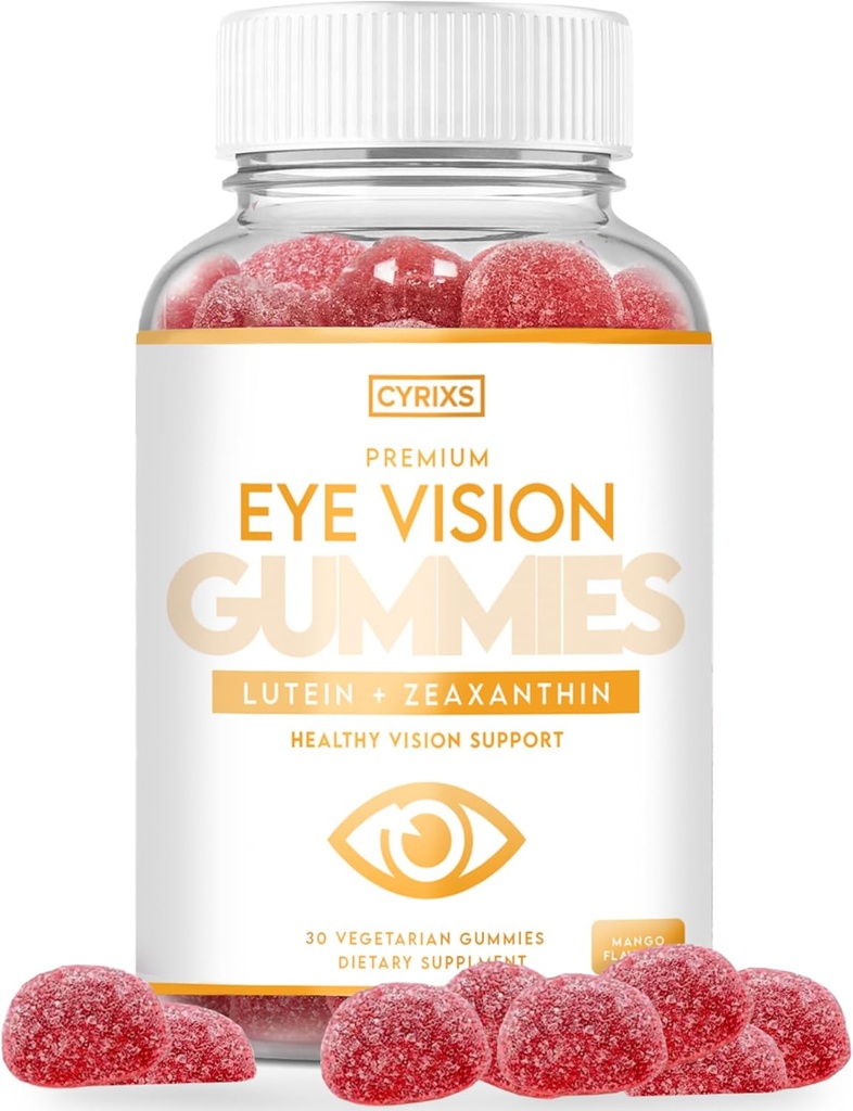 Cyrixs Health Eye Vision Gummies - Lutein & Zeaxanthin Eye Health Supplement per gli adulti - Deliziose Mango Vitamine Occhi Aromati - Eye Comfort e Blue Light Defense per la visione cristallina