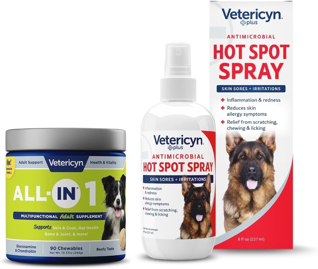 Vetericyn All-in 1 Integratore Multifunzionale del cane e Vetericyn Plus Spruzzo Hot Spot