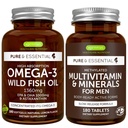 Olio di pesce selvatico Omega-3 ad alto assorbimento + Methylated Multivitamin Bundle, 1000mg EPA & DHA 180 Softgels + rilascio prolungato Multivitamin 180 compresse, di Igennus