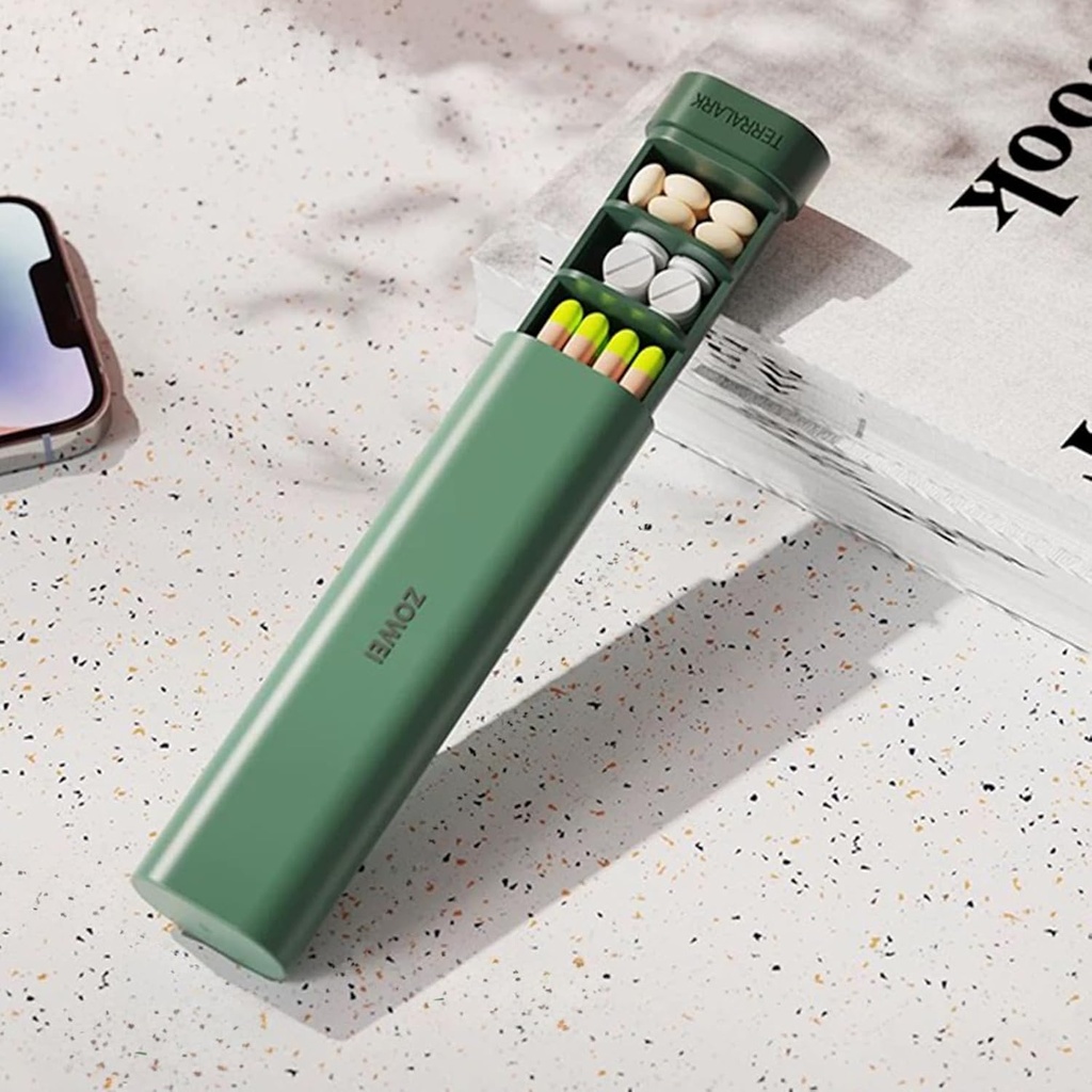 Organizzatore di pillole 7 giorno, caso di viaggio settimanale, scatola di pillole giornaliere, portacandele carino per tenere vitamine, medicine, pillole, integratori(Green)