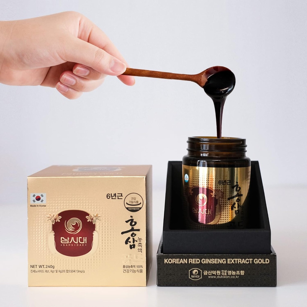 SAMSIDAE Korean Red Ginseng Extract Gold 240g 6 Anni (13mg/g), 100% Coreano Rosso Ginseng Extract - Boost Immunity and Promote Enhance Immunity, Mental Performance, Stamina, Energy Health