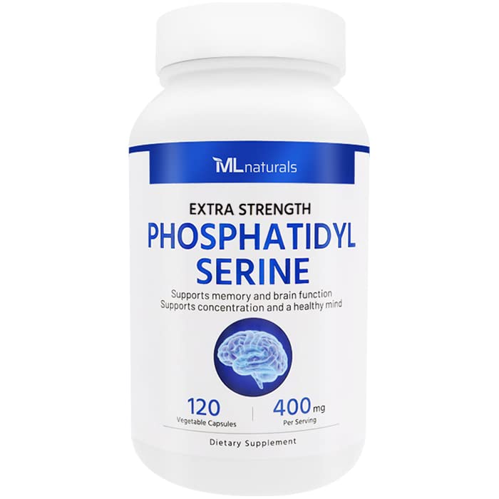 ML Naturals Phosphatidyl Serine 400 mg (High Dosage) 120 capsule vegetali. Supporta la funzione di memoria e cervello, non OGM, NSF-Certified & cGMP-Compliant