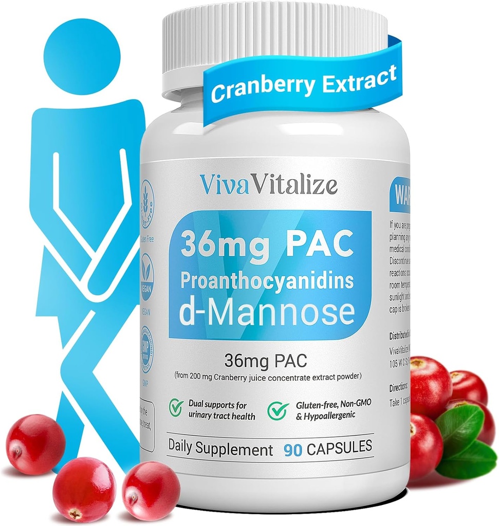5 in 1 supplemento di mirtillo per le donne, 36mg PAC 100% Soluble D-mannose Dandelion Herb Mulberry Uva Ursi Leaf Natural Urinary Tract Health Support, Pillole di mirtillo UTIs Prevention 90 Caps