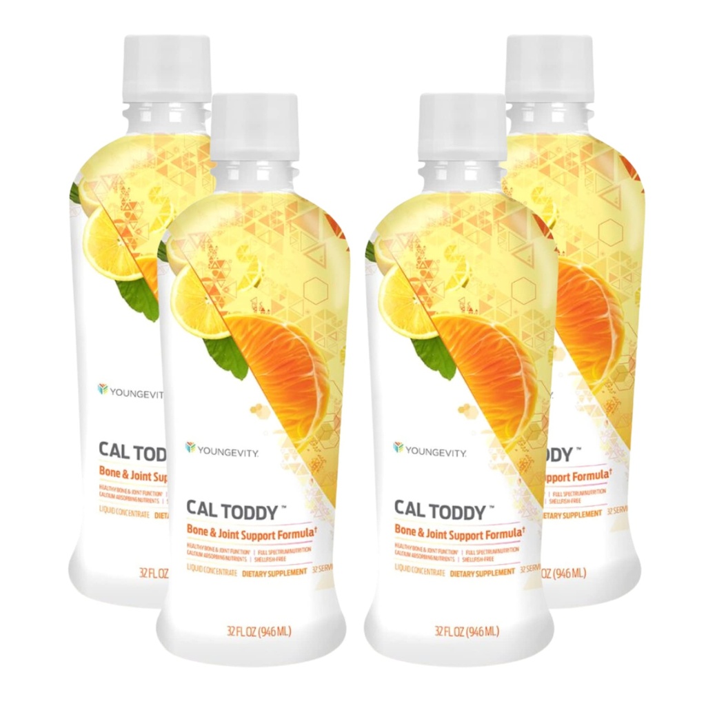 Youngevity CAL Toddy - Calcium (Citrate, Phosphate) Magnesio 1,200mg/600mg - Vitamine D-3, Zinco, Rame, Potassium, Boron e 70+ Trace Mineral Cofattori - Supporti Bone Salute - 32 Fl Oz (Pack of 4)