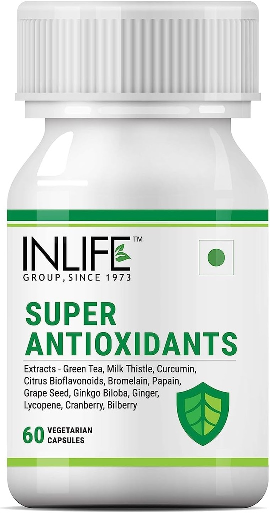 Sheltr Super antiossidante supplemento licopene, tè verde, cardo del latte, curcumina, semi di uva, ginkgo biloba, zenzero, mirtillo, mirtillo, acido lipoico alfa, luteina, zeaxantina - 60 capsule (pacchetto di 1)
