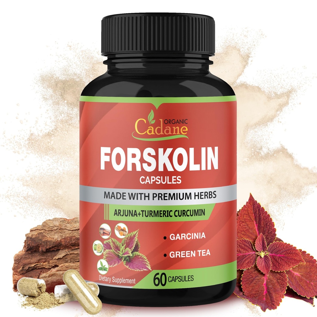 Forskolin integratori capsule con curcumina curcuma, Arjuna, Garcinia Cambogia, tè verde - 60 capsule
