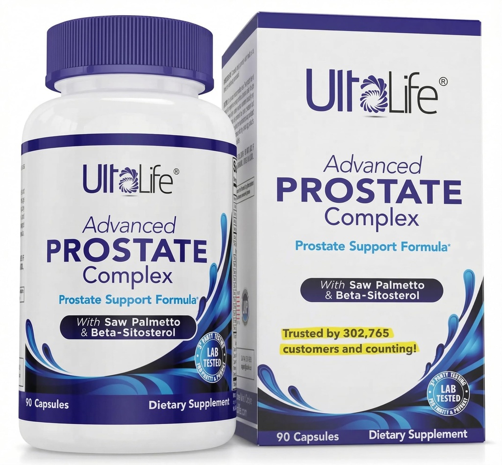 ULTALIFE Advanced Saw Palmetto Prostate Supplemento per gli uomini con Beta Sitosterol promuove il comfort urinario, la qualità del sonno e la salute della prostata 90 capsule