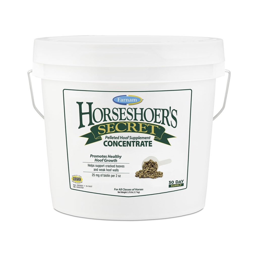 Farnam Horseshoer's Secret Pelleted Hoof Supplements Concentrate, formula economica con 25 mg di biotina per 2 oz. servizio, 3.75 lb., fornitura di 30 giorni