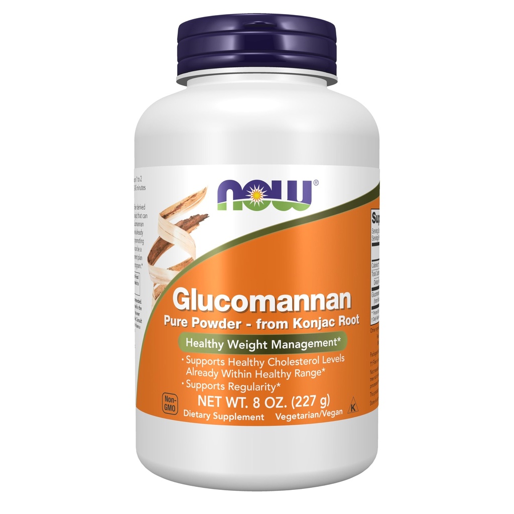 NOW Integratori alimentari, Glucomannan (Amorphophallus konjac) Polvere pura, Supporta la regolarità*, Gestione del peso sano*, 8 once (Pack of 1)