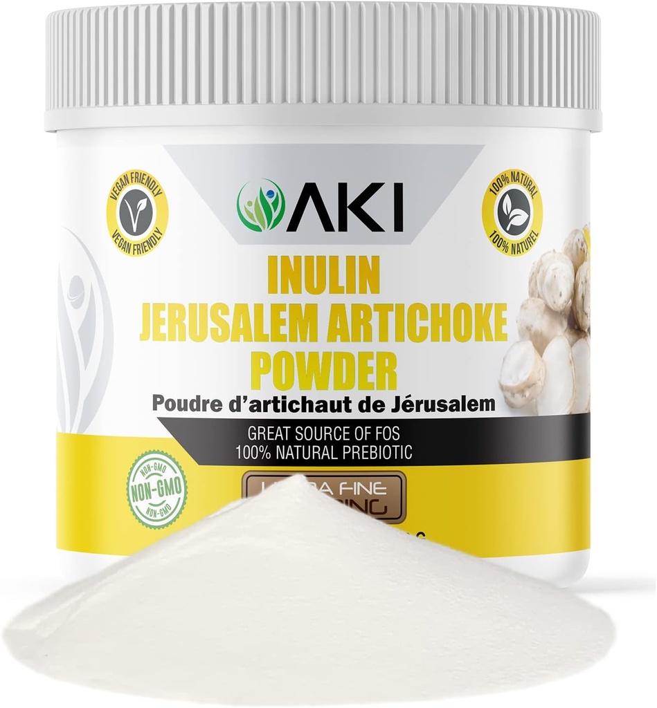 Polvere di carciofo di AKI Inulin Gerusalemme (6oz/170g) Buono in fibra e prebiotico, ideale per il caffè, Smoothies, succo e altri pasti - Vegan, senza glutine (pacchetto di 1)
