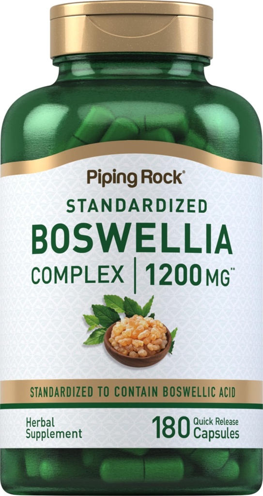 Piping Rock Boswellia Estratto di capsule | 180 Count | Supplemento di erbe | Complesso standardizzato | Non OGM, Gluten Free