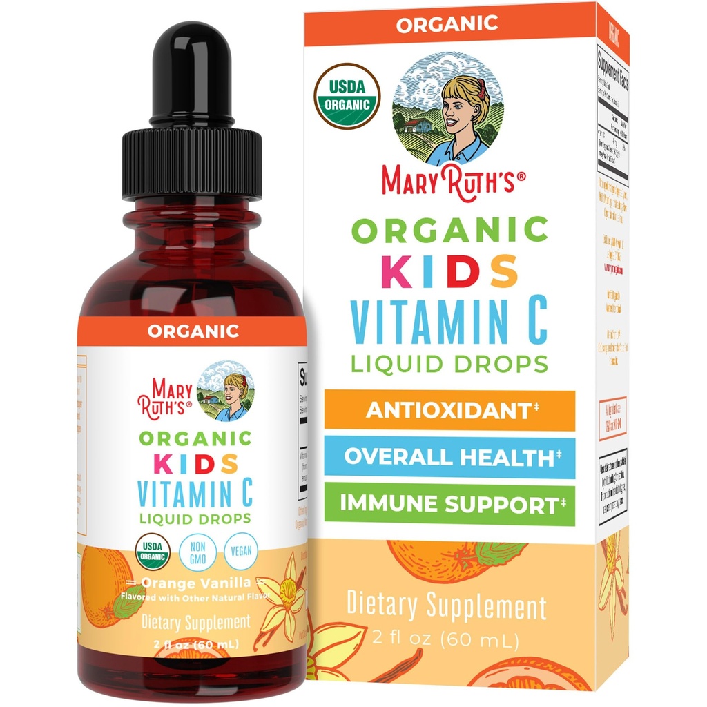 Gocce di vitamina C di MARYRUTH'S Kids | Integratore di supporto immunitario vegano per età 4-13 | Supporto immunitario & salute generale | Vitamina C da Estratto di frutta di Acerola Organica | 2oz