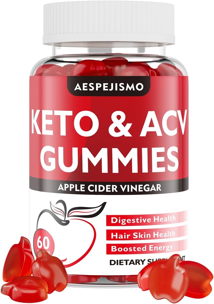 Keto ACV Gummies - Aceto di sidro di mele Gummies con B12 per l'energia e il benessere, 1500mg, Supporta la chetosi, per le donne e gli uomini, Vegan, senza glutine, 60 Gummies