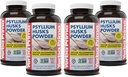 Yerba Prima Psyllium Husks Powder - 12 oz (Pack of 4) - Natural Fiber Supplement - Colon Cleanse - Gut Health - Vegan, Non OGM, Gluten-Free (Nuova etichetta - Packaging May Vary)