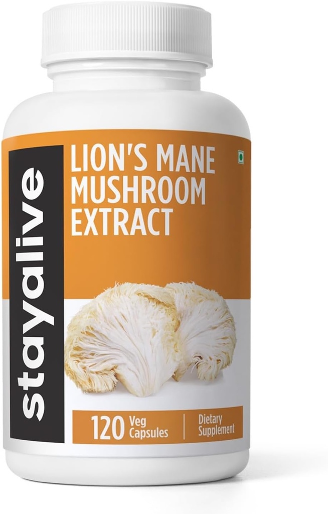Capsule di supplemento di 1000mg, 30:1 di Estratto w/Beta Glucans, Corpo di fruttificazione 100%, Polvere di mane di leoni puri per gli uomini e le donne, 120 pillole, Non-OGM & Gluten-Free Mushroom Supplement