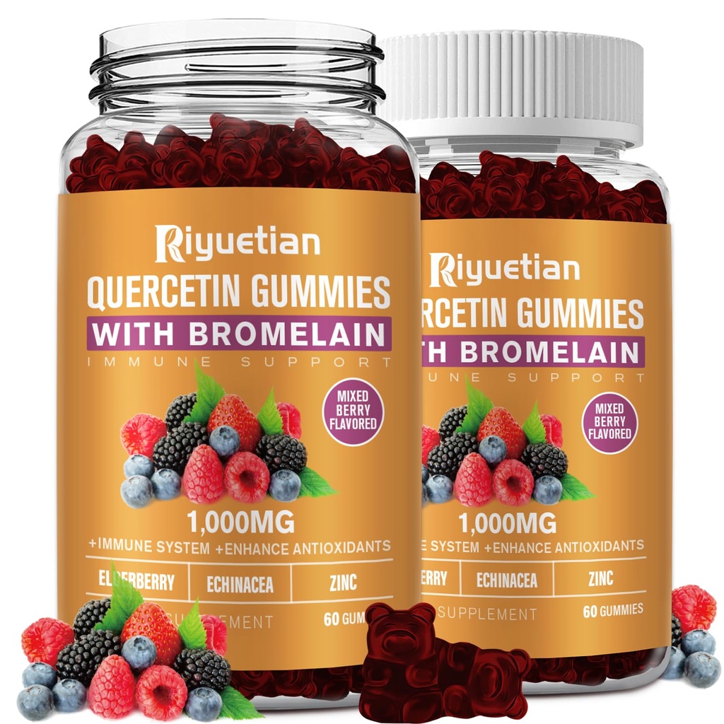 Bromelain, con zinco, vitamina C, Elderberry per polmonare Immune supplemento per bambini adulti, cardiovascolare,Aging Support Chewable Vitamins,Vegan, 120 Conte