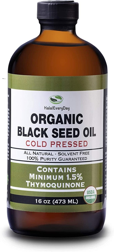 Olio di semi nero biologico - bottiglia di vetro stampato a freddo certificato USDA superiore all'1,5% Thymoquinone 3X resistenza turco nero Cumin Nigella Sativa non-GMO 100% Puro olio di semi di nero (32oz vetro (2X16) Bottiglia