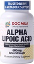 Alpha Lipoic Acid 600mg 120 Caplets - Nerve Sciatica Peripheral Neuropathy Support - Gluten Free, Vegan & Non-GMO per Adulti