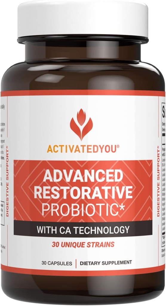 ACTIVATEDYOU Probiotico Restorativo Avanzato per uso quotidiano - 30 Strain Digestive Gut Health & Immune Funzione Support- Acidophilus Supplemento per la pelle a raggiante (30 capsule)