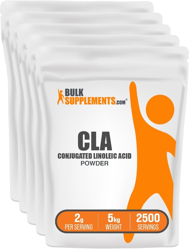 BulkSupplements.com Polvere di acido linoleico coniugata - Supplemento CLA, Supplemento nutrizionale - Gluten Free, 2g Per Serving, 1kg (2.2 lbs) (Pack of 5)