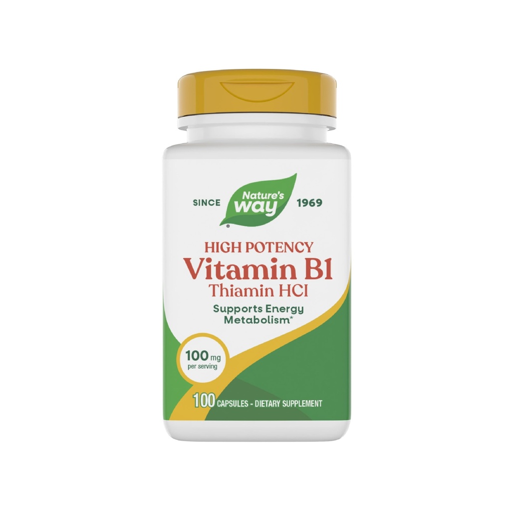 Vitamina B1, ad alta potenza, 100 mg Thiamin per Serving, Thiamin HCl, Supporta il metabolismo energetico*, Gluten Free, 100 Capsules (Packaging May Vary)