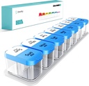 Daviky Large Pill Organizer 2 volte al giorno - XL Pill Box 7 giorno, Big Vitamin Holder con 7 scomparti staccabili AM/PM, Big Supplement Container per uso settimanale o giornaliero (blu)