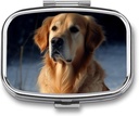 Golden Retriever Pill Box 2 Compartment Portable Pill Case Daily Square Pill Organizer per Pocket Purse Daily Medicine Container per mantenere le vitamine Fish Oil Travel Gifts