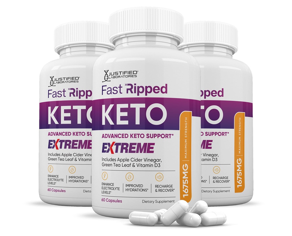 (3 Pack) veloce Ripped Keto ACV Extreme Pills 1675MG Keto Support Blend Capsule alternativa a Keto ACV Gummies Formulato Aceto di Mele Extra Vergine Olio di Oliva Polvere Verde Tea Leaf 180 capsule
