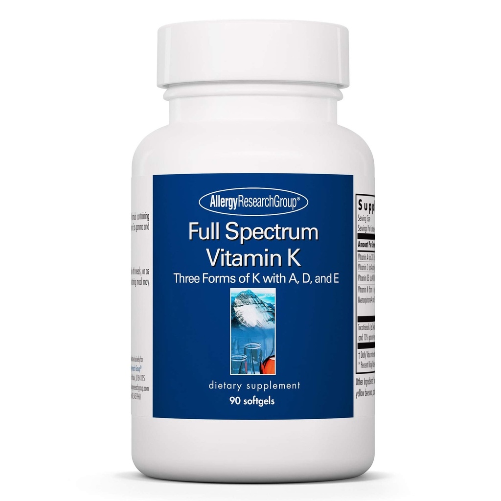 Gruppo di ricerca allergia spettro completo Vitamina K - Vitamina K1 e K2 Supplemento, Vitamina K Complex, MK-4, MK-7, Vitamina D3, Vitamina A - 90 Conte