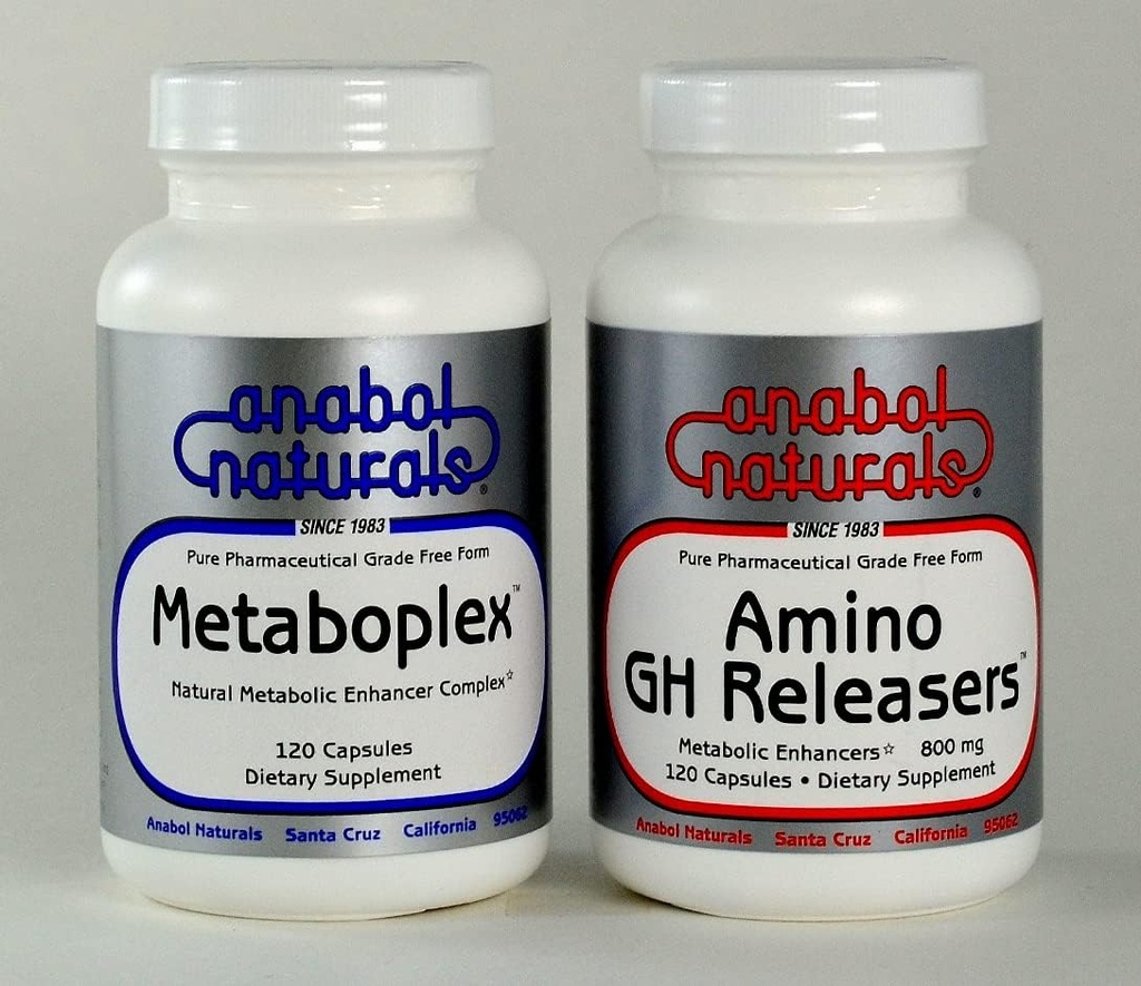 Anabol Naturals Meta GHR Stack: Metaboplex 120 tappi, 600 mg e Amino GHReleasers120 tappi, 800 mg