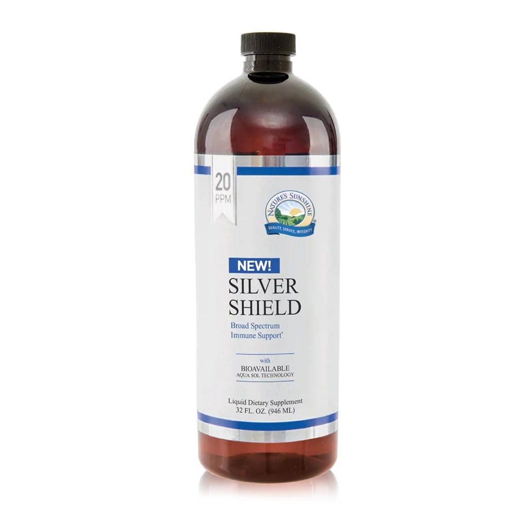 Liquido Sunshine Silver Shield della natura, 32 Fl Oz | Liquido d'argento Colloidale con tecnologia Aqua Sol fornisce supporto e protezione immuni
