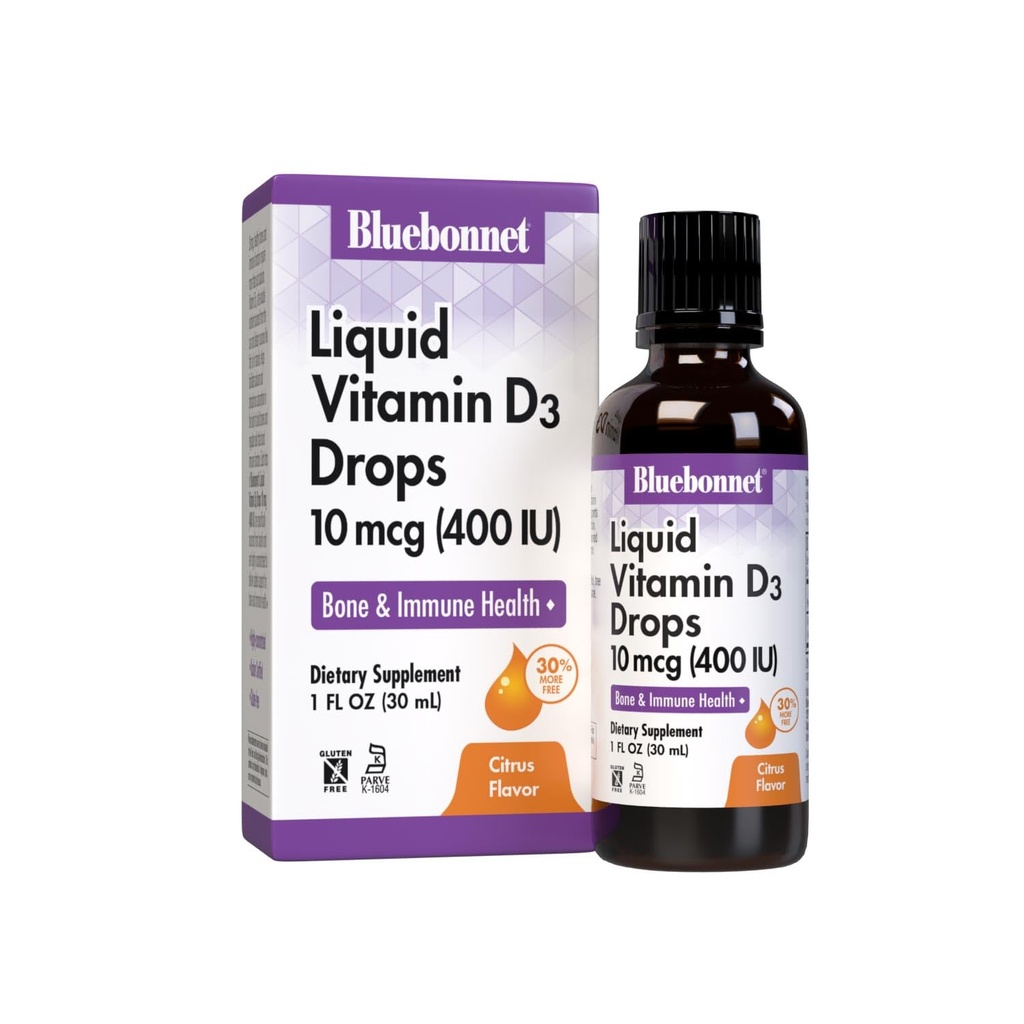 BlueBonnet Liquid Vitamina D3 Gocce 400 UI, Citrus, 1 Fl Oz