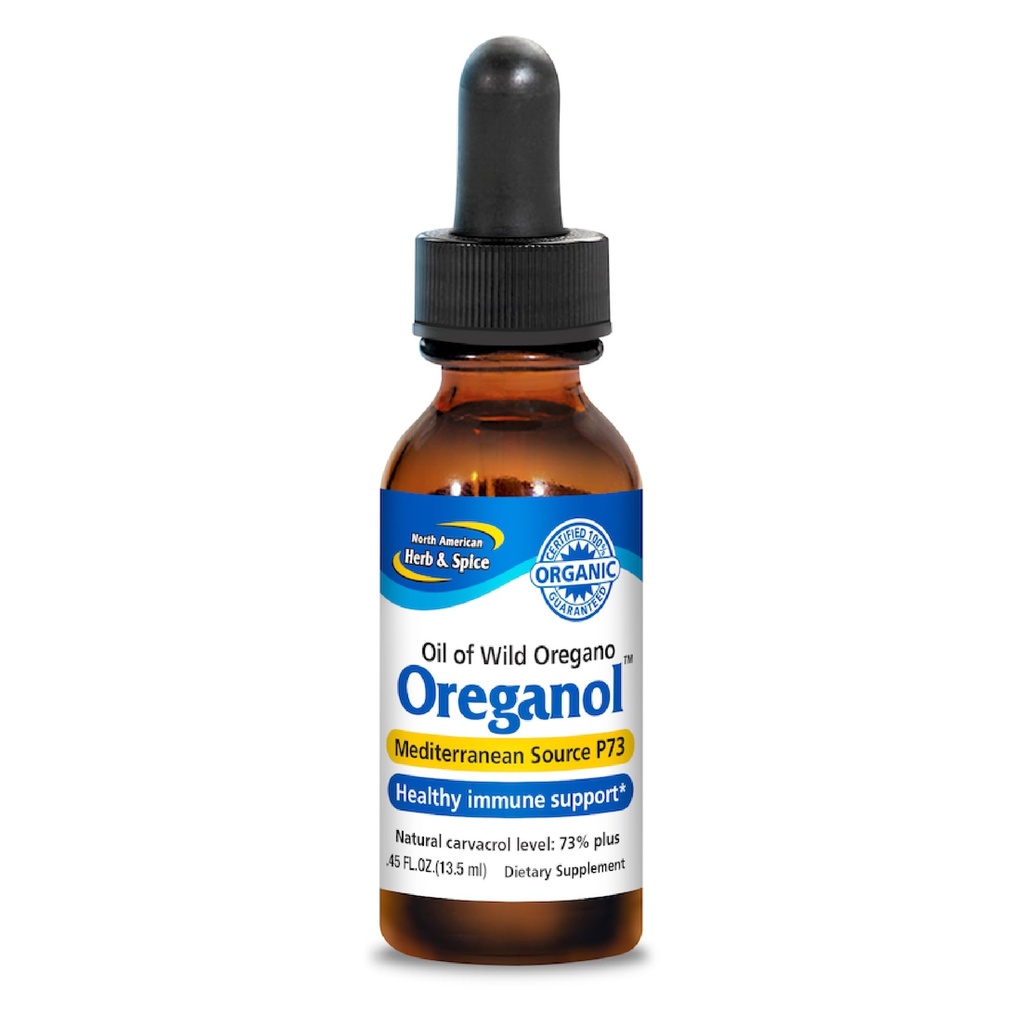 NORTH AMERICAN HERB & SPICE Oreganol - 0,45 fl. oz. - Olio di origano naturale, selvatico, biologico - Fonte mediterranea P73 - Non OGM - 194 Serve