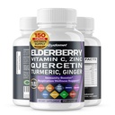 Elderberry Quercetin Bilberry Turmeric Tart Cherry Ginger Vitamina C Vitamina D3 Zinc Black Pepper -150 Capsules- Made in Italy