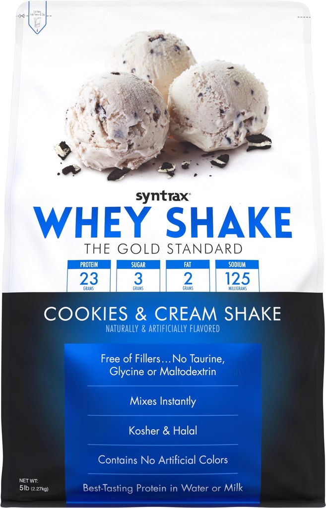 Syntrax Nutrition Whey Shake, miscela di proteine del siero di latte filtrato a freddo e non denaturato, biscotti & crema Shake, 2 lbs, pezzi di biscotti reali